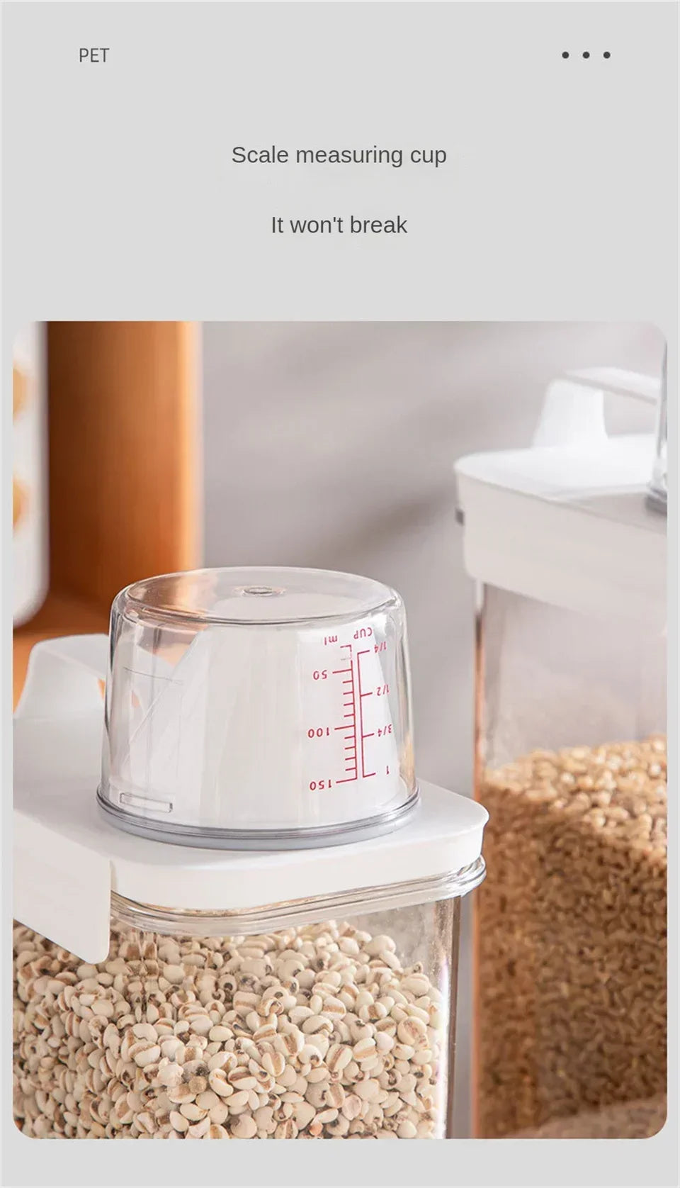 Food Storage Containers  with Measuring Cup Moisture-proof Powder Cereal Storage Tank Detergent Plastic Airtight Kitchen Items