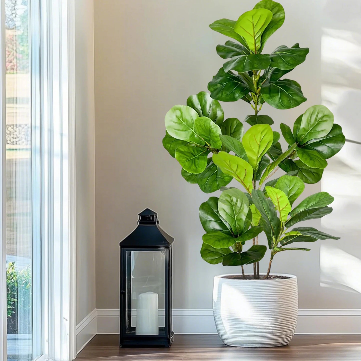 76-135cm  Artificial Plants Fake Bamboo Tree Branch Plastic Nandina Leaves Tall Green Landscape For Home Garden Decor