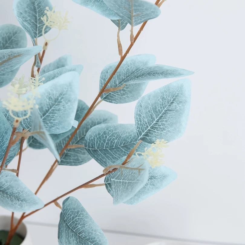 Artificial Plants Fake Leaves Three Pronged Eucalyptus Bonsai Home Decorations Outdoor Dining Table Office Decor Shooting props