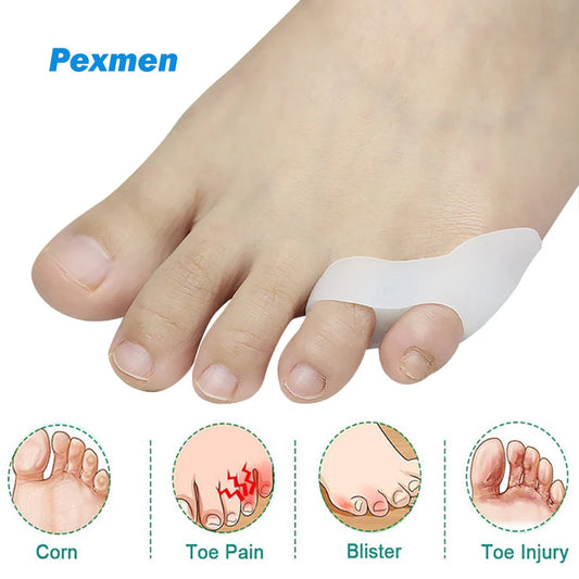 Pexmen 2/4/10Pcs Gel Pinky Toe Separator Little Toe Corrector Protector Reduce Foo t Pain Relief for Callus Corns and Blisters