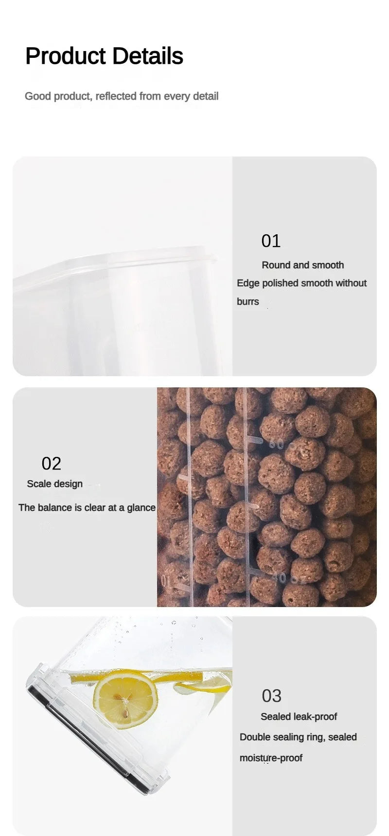 4pc Kitchen Food Storage Tank Miscellaneous Grain Storage Box 2.5L/4L Set Transparent PP Sealed and Waterproof Storage Container