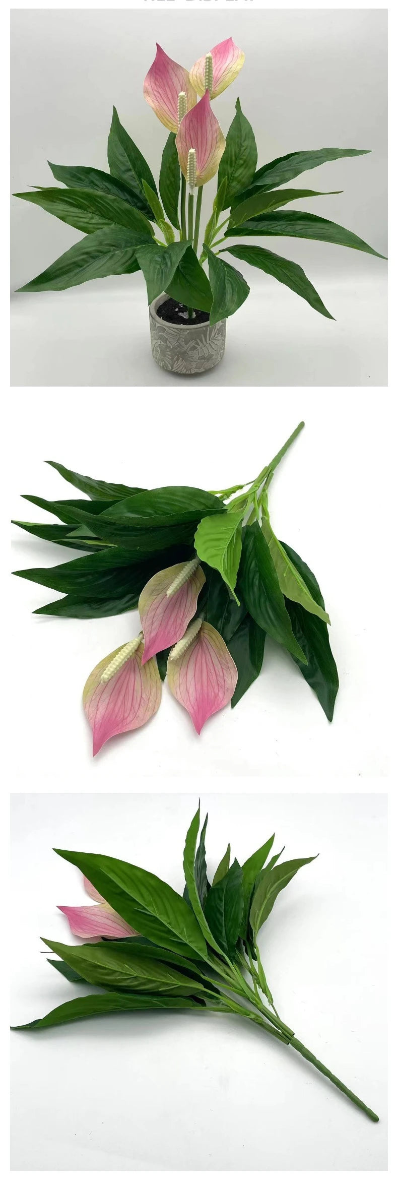 Artificial Green Plants Fake Anthurium  Potted Plants Desktop Ornaments Home Decoration Wedding Venue Decoration Fake Flowers