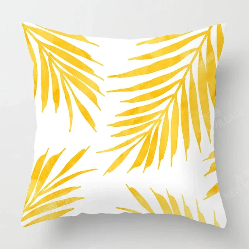 Upgrade your living room decor with a stylish geometric cushion cover in yellow and white Home Decor 45x45 40x40 50x50 60x60
