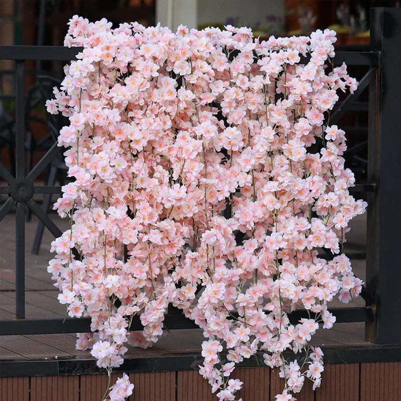 Artificial Cherry Blossom Flower Vines Fake Flowers Hanging Silk Flowers Garland for Wedding Party Garden Home Decor
