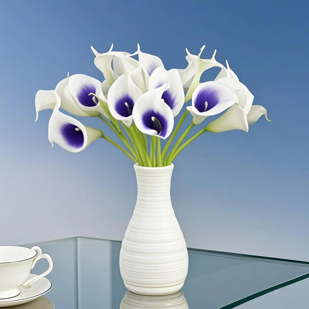5Pcs White PU Fake Flower Artificial Real Touch Calla Lily For Wedding Bridal Bouquets Home Table Flowers Bouquet Decorations