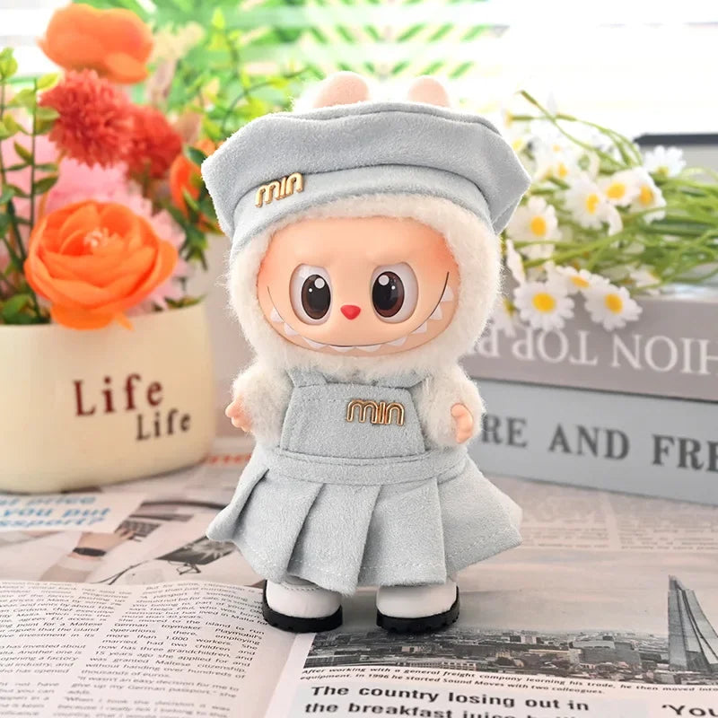 For Labubu Clothes Fashion Overalls Pleated Skirt Set Labubu Idol V1 V2 V3 Dolls Clothing Doll Accessories Blythe Clothes