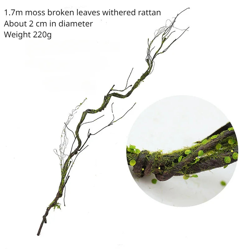 Artificial Wilted Rattan Branches with Moss Fake Ivy Plants for Wall Hanging Gardens Home Indoor Outdoor Desktop Landscaping