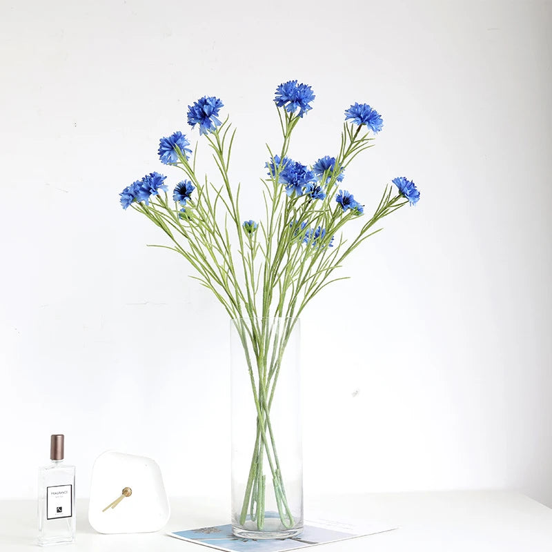 3 Forks/Bouquet Artificial Flower Silk Cornflower Fake Flowers Artificial Plant Decorative Flowers Home Decor Wedding Decor