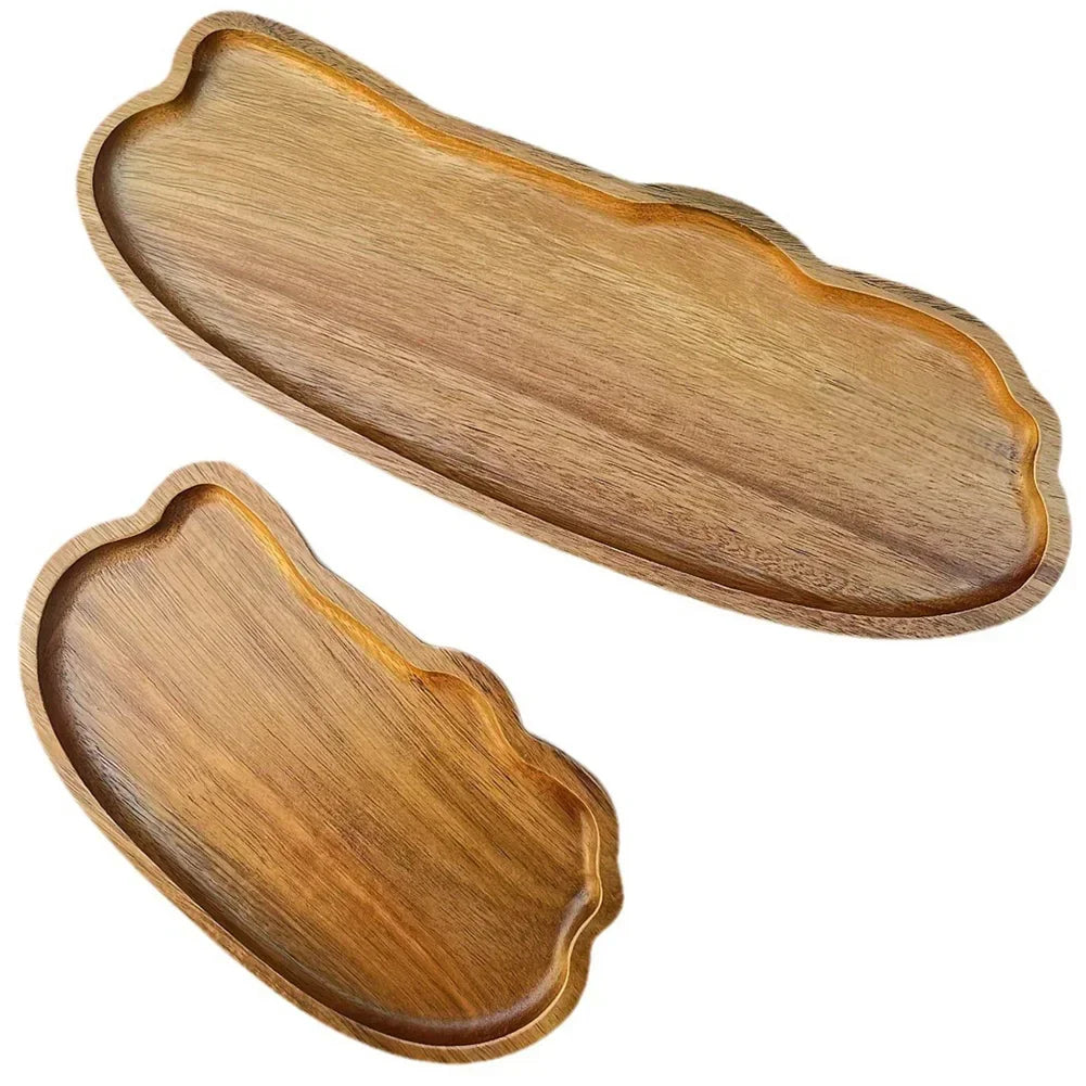 Japanese Style Wooden Tea Coffee Tray Fruit Dessert Candy Plate Wood Decorative Bread Snack Cake Food Dish Trays Tableware