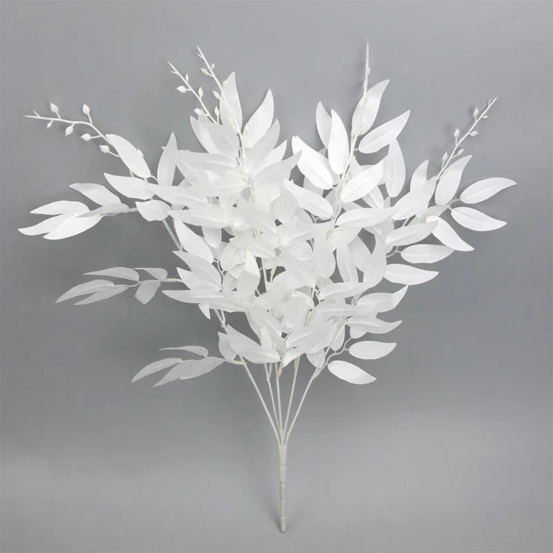 5 Branches Silk Artificial Willow Bouquet Fake Green Leaves Party Wedding Backdrop Decoration Faux Foliage Vine DIY Plant Wreath