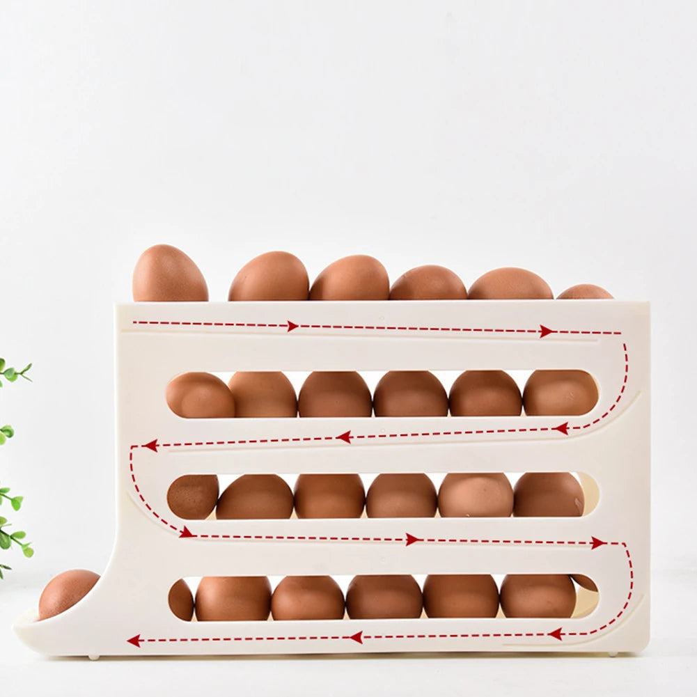 4 Layers Automatic Rolling Egg Storage Holder Fridge Eggs Storage Box Container Kitchen Organizer Refrigerator Egg Dispenser