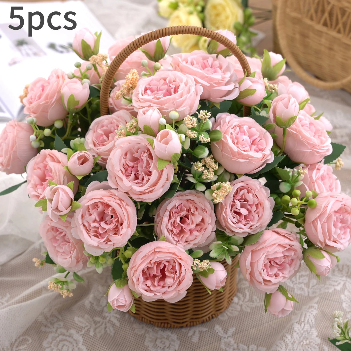 1pc Artificial Flower for Decoration Fake Flowers Silk Peony Faux Bouquet Plastic Arrangements for Home Bridal Wedding Party
