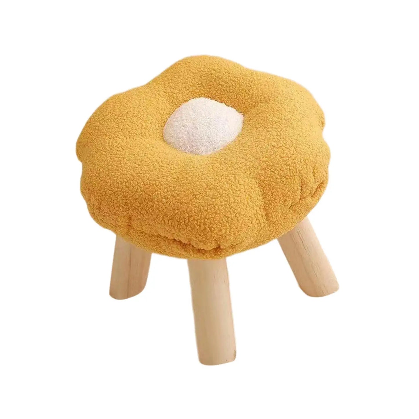 Wooden Small Foot Stool Non Slip Foot Rest Under Desk Footrest Ottoman Soft Stool for Playroom Apartment Porch Bedroom