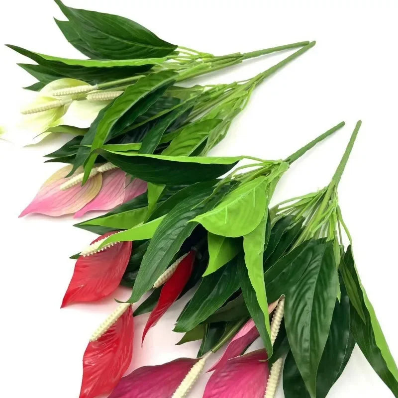 Artificial Green Plants Fake Anthurium  Potted Plants Desktop Ornaments Home Decoration Wedding Venue Decoration Fake Flowers
