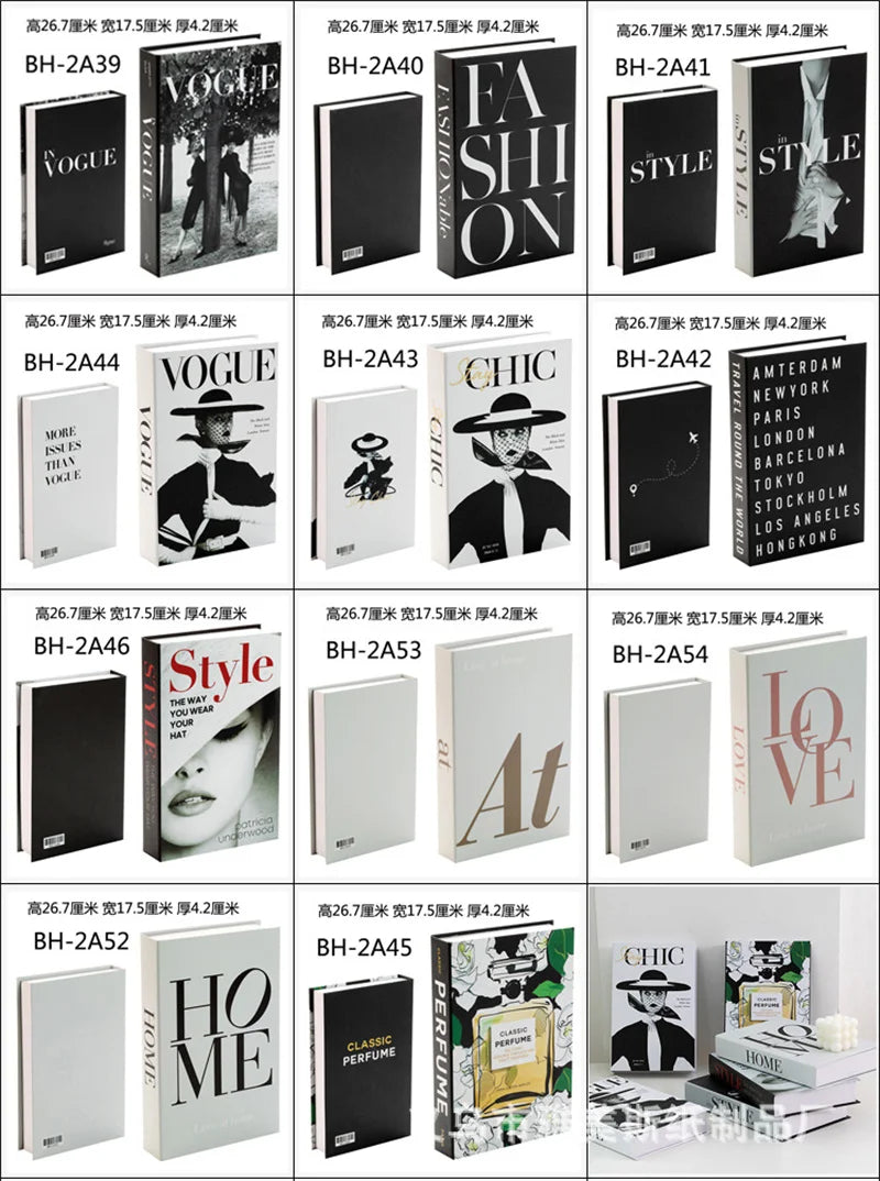 Luxury Fake Books Decoration Model Simulation Books Ornaments for Home DecorCoffee Table Living Room Fashion Photo Prop Books