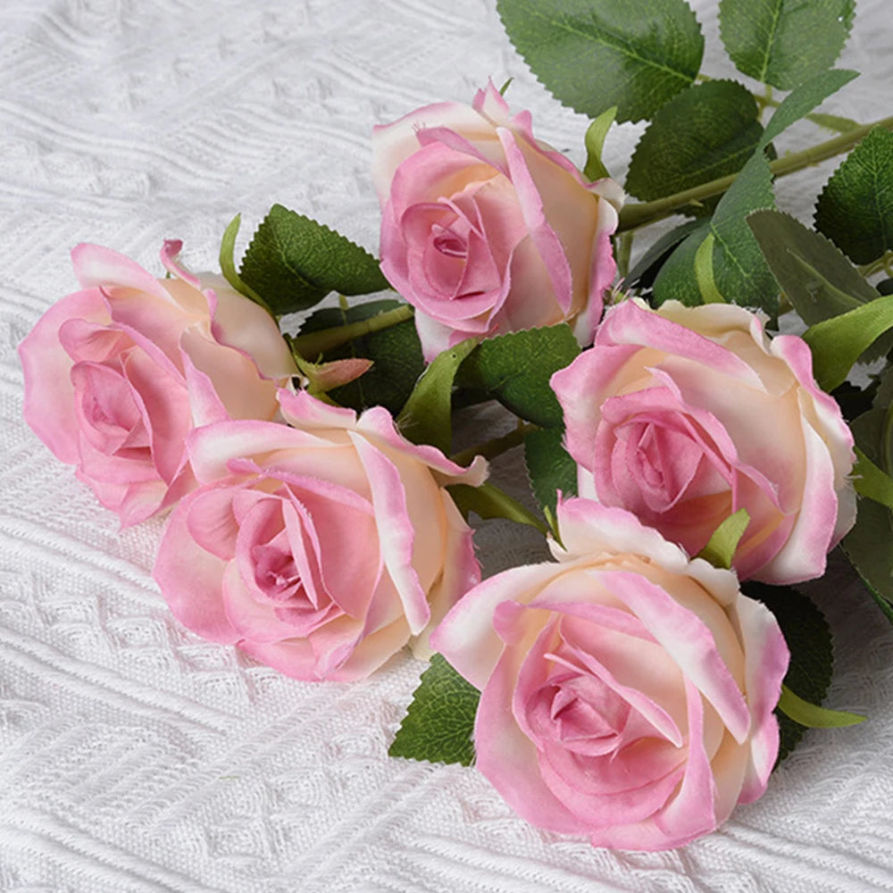 1/3Pcs Artificial Flowers Bouquet Red Velvet Fake Rose Flower for DIY Wedding Home Decoration Mothers Day Valentine's Day Gifts