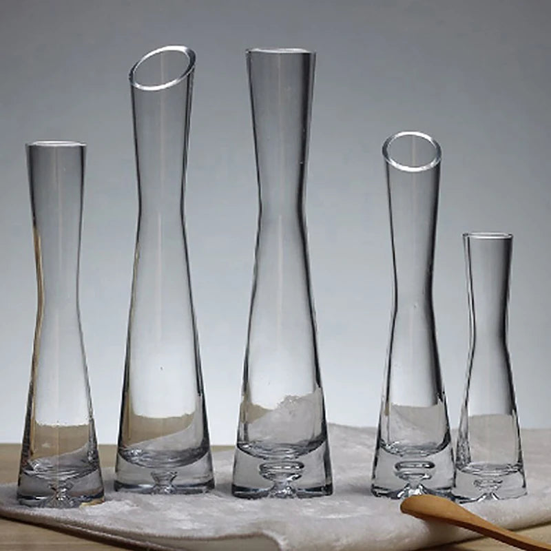 Transparent Glass Flower Vase Small Vase Hydroponics Plant Flower Terrarium Luxury Room Table Home Decor Wedding Decoration