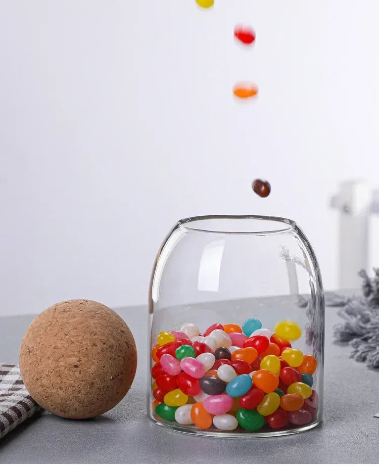 Glass Sealed Jar Kitchen Miscellaneous Grain Storage Jar Coffee Bean Transparent Glass Product Storage Jar