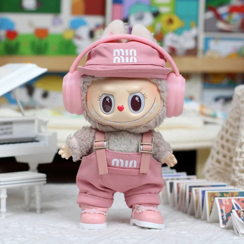 For Labubu Clothes Fashion Overalls Pleated Skirt Set Labubu Idol V1 V2 V3 Dolls Clothing Doll Accessories Blythe Clothes