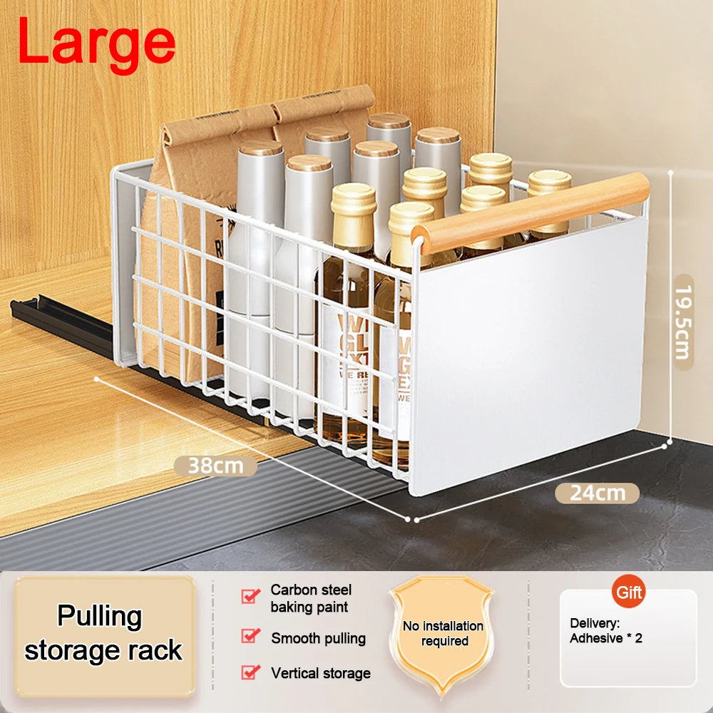 Kitchen Storage Rack Pull Out Sliding Drawer Seasoning Bottle Can Spice Storage Rack Drawer Storage Tray Shelf Kitchen Organizer