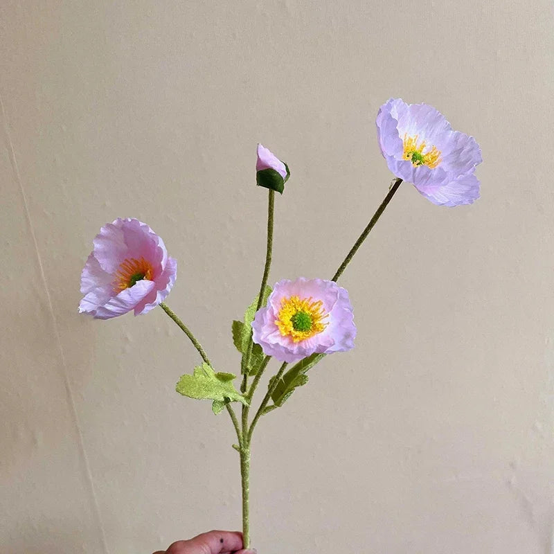 Artificial Silk Flowers Simulation Poppies Wedding Decoration Long Fake Poppy Branch Home Table Decor Ornaments Wedding Flowers