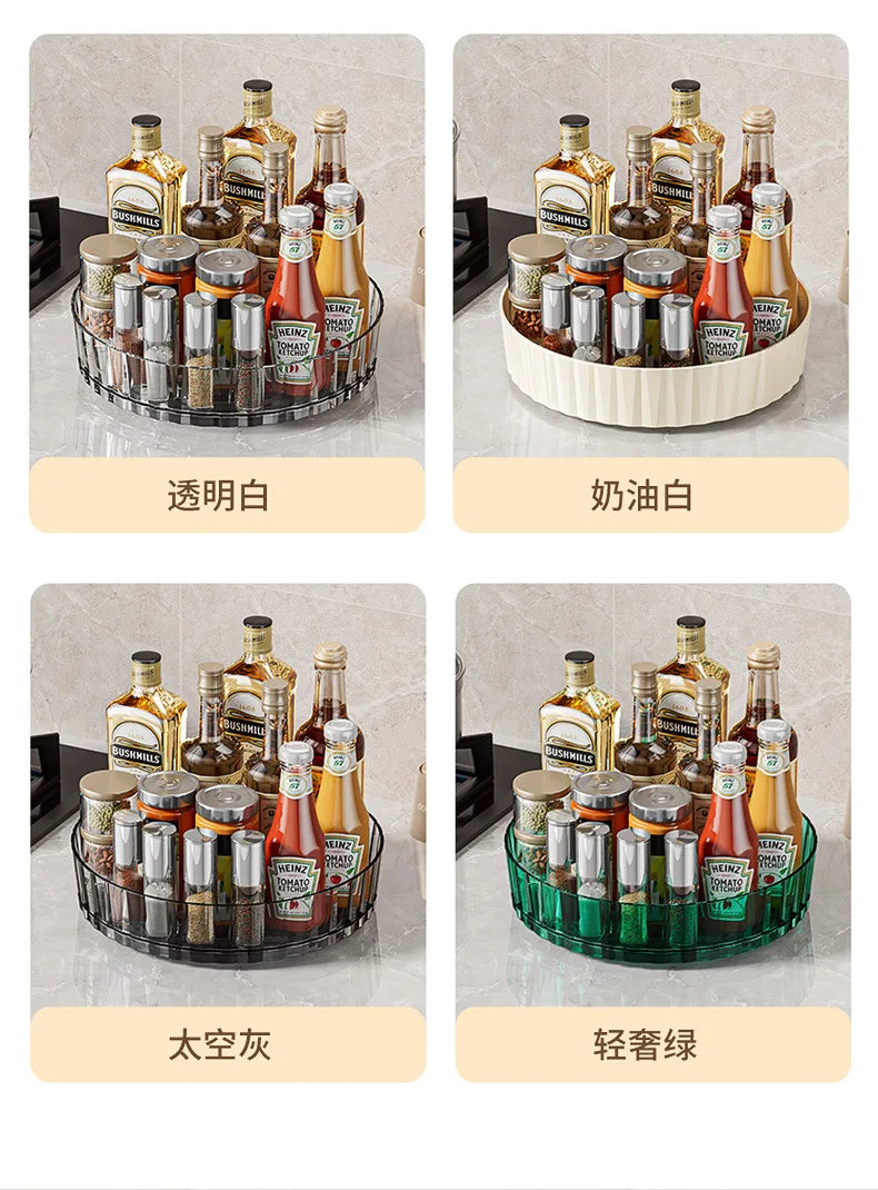 360° Rotating Plastic Storage Bins|Clear Cabinet Organizer for Kitchen/Pantry/Fridge/Cosmetic |Space-Saving Round Container