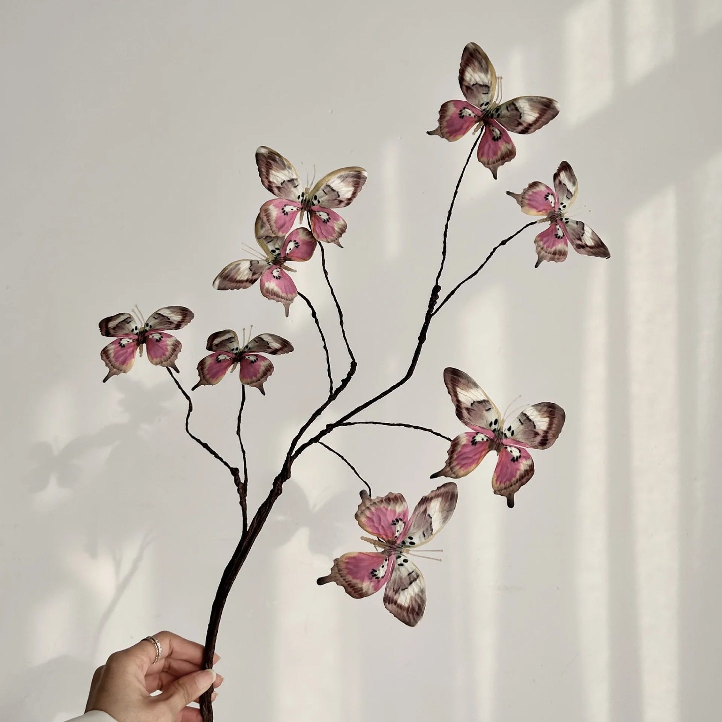 27.6 Inch Artificial Butterfly Flowers with Dried Branches Faux Floral Arrangement for Home Decor Window Display Wedding