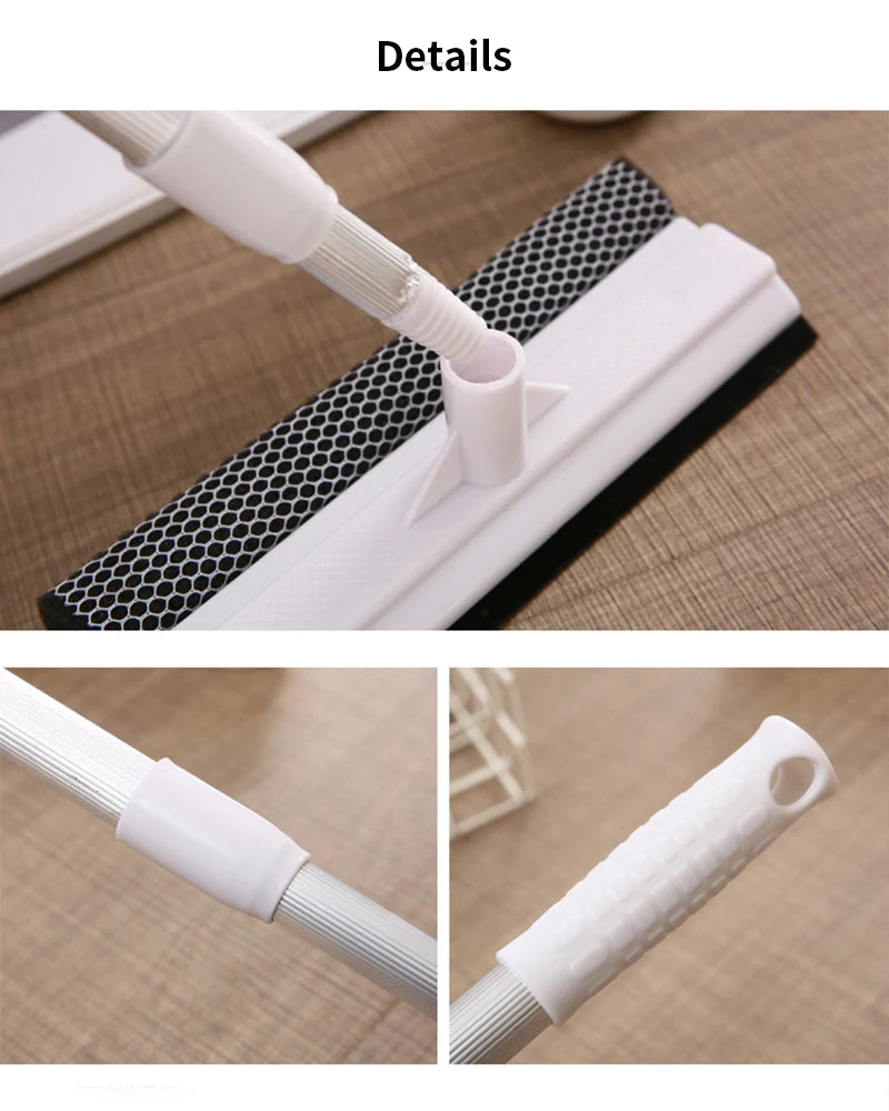 2in1 Window Cleaning Brush Bathroom Mirror Glass Wiper Cleaning Tool Sliding Door Shower Glass Door Adjustable Long Handle