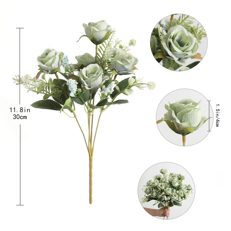 Artificial Rose Flowers Bouquet Silk Fake Flowers for Home Room Decor Garden Wedding Decoration Party Table Center DIY Ornaments