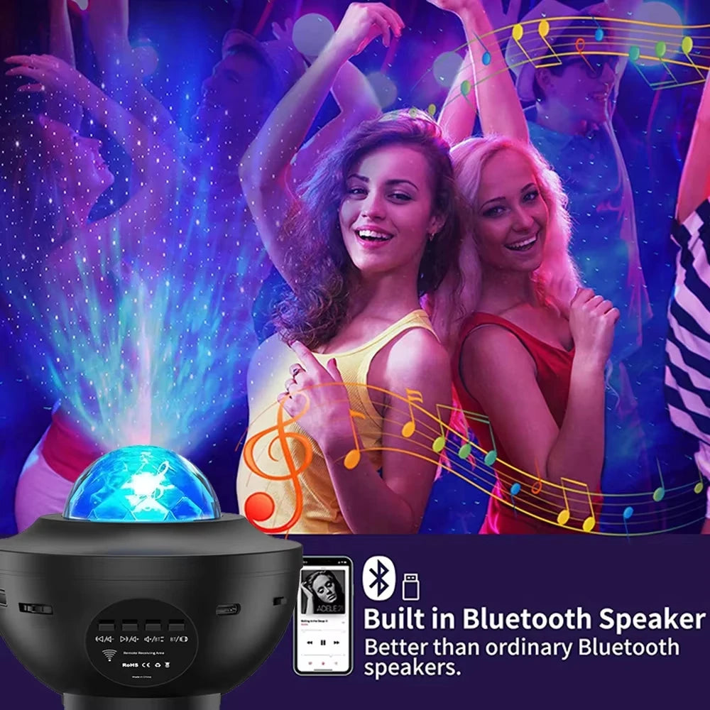 Star Night Light Projector Galaxy with Ocean Wave Music Speaker Sky Light Projector for Bedroom Decoration Birthday Gift Party