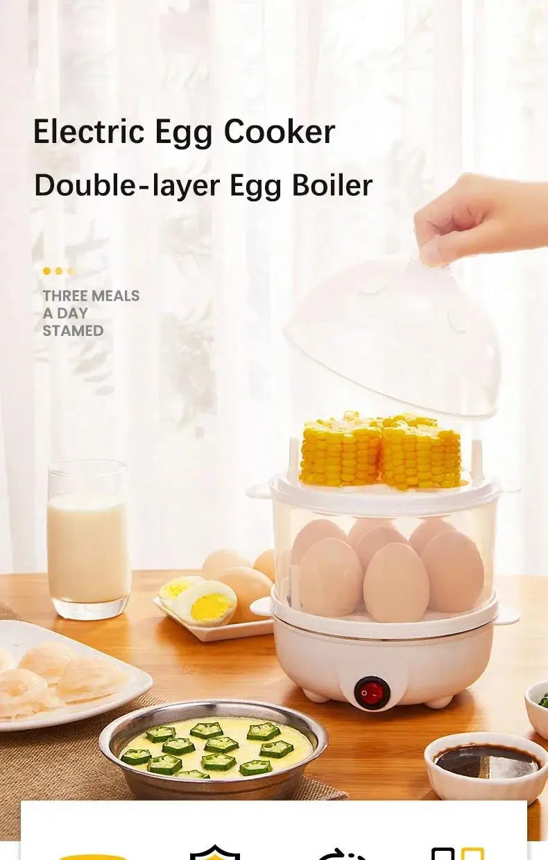110V/220V Multifunctional Electric Egg Boiler Double Layers Egg Cooker Mini Steamer Poacher Kitchen Cooking Breakfast Machine
