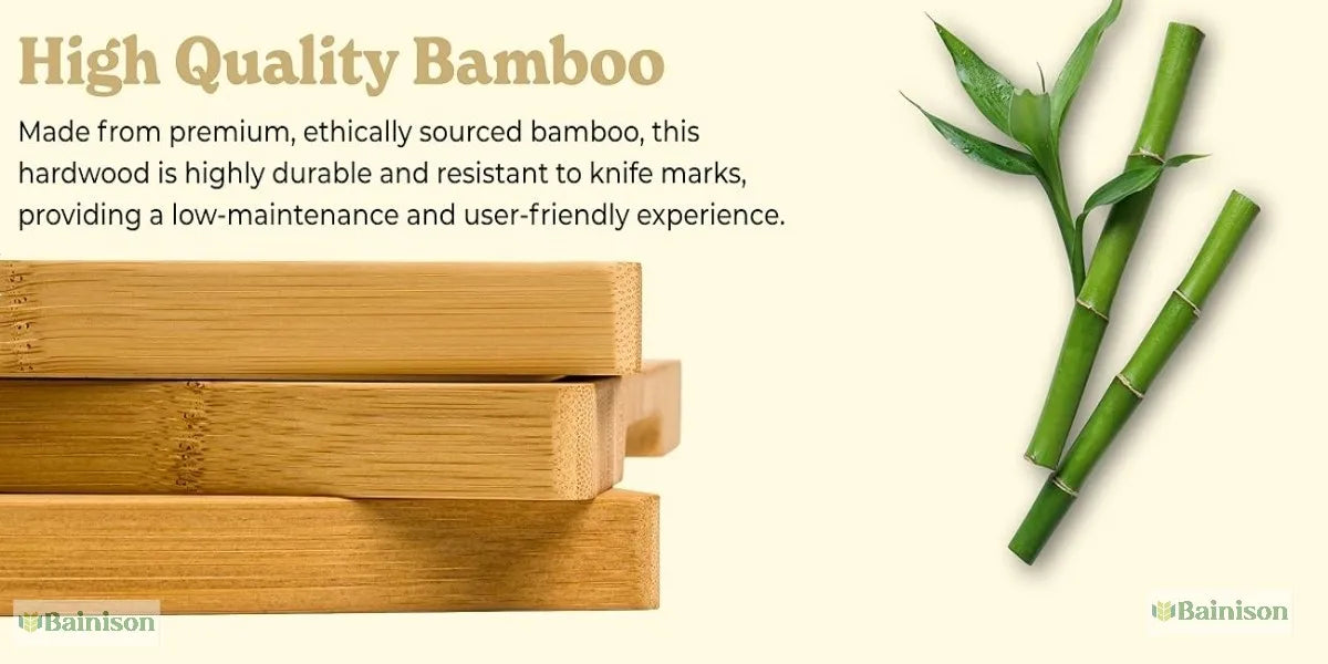 Bainison【Multipurpose】Bamboo Cutting Board for Kitchen Prep & Outdoor Meals – Foldable, Lightweight & Odor-Resistant