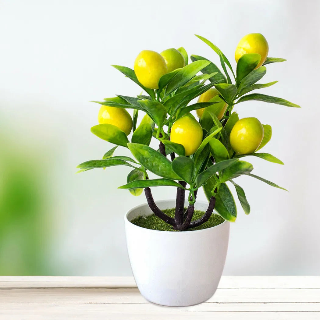 Artificial Potted Flowers Lemon Tree Fake False Plant Ornaments For Outdoor Yard Garden Home Hotel In Pot Decoration