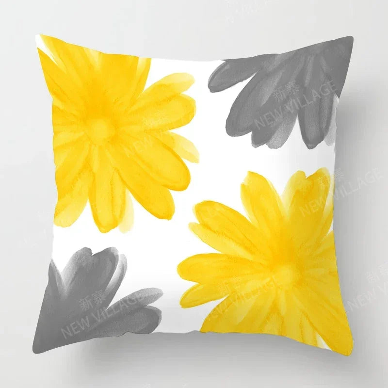 Upgrade your living room decor with a stylish geometric cushion cover in yellow and white Home Decor 45x45 40x40 50x50 60x60