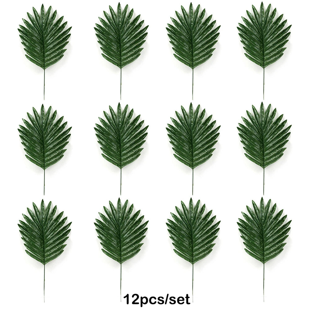 Artificial Tropical Palm Leaves Safari Jungle Decorations Hawaiian Luau Party Leaf Home Table Decor Wedding Birthday Fake Plants