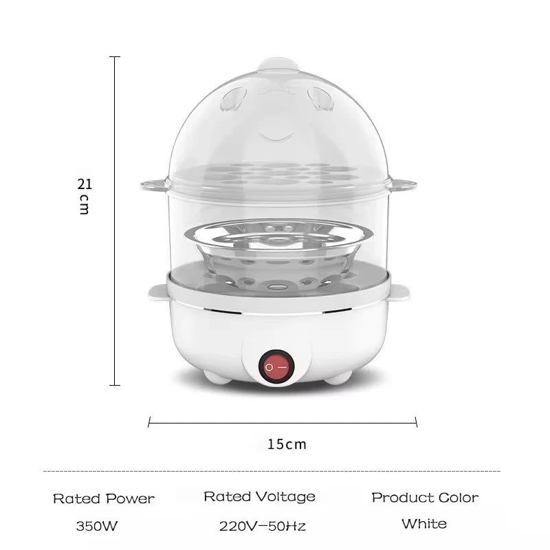 Double Layer Egg Cooker Hard Boiled Egg Cooker Anti-dry Electric Egg Boiler with 40mL Measuring Cup Steam