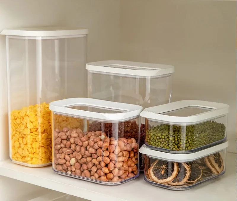 Sealed Grain Storage Box Transparent Food Cereal Kitchen Storage Container Rice Tank Barrel Coffee Bean Organizer Kitchen Tools