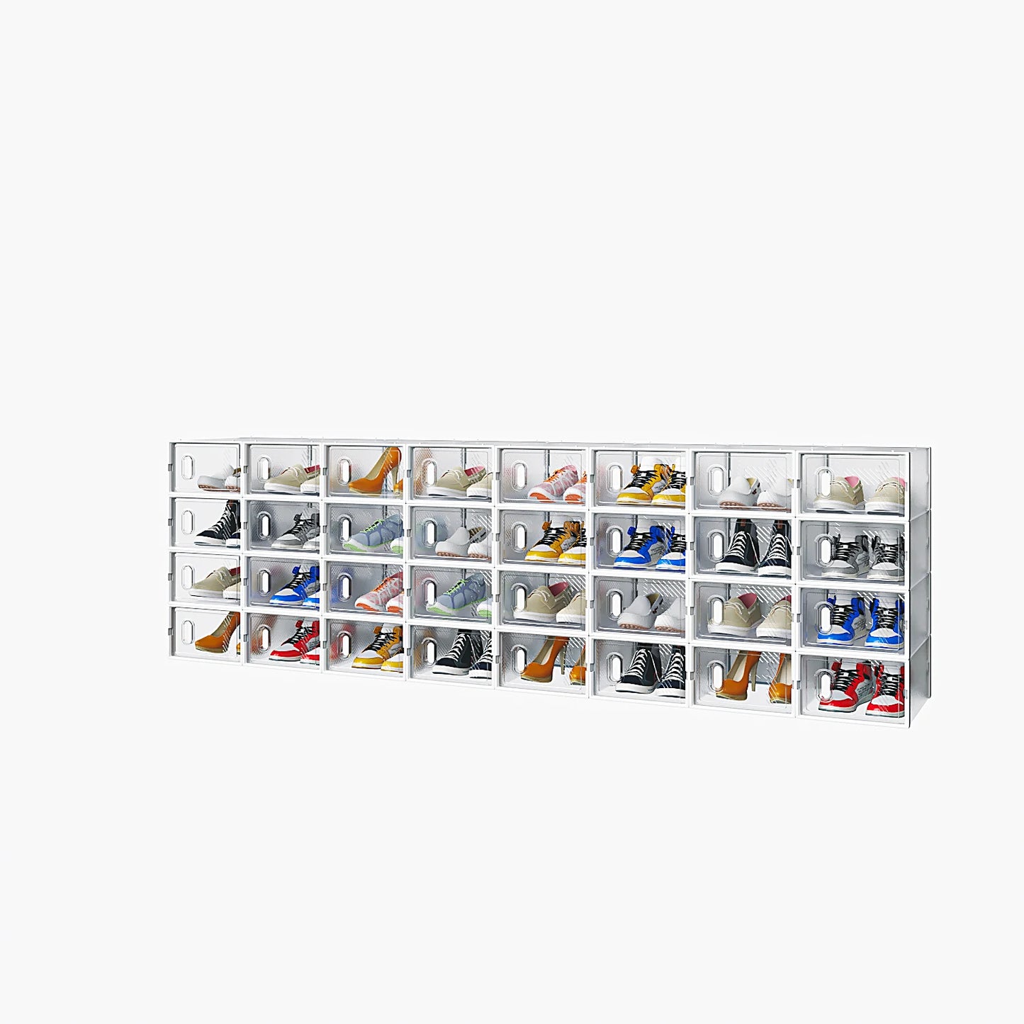 Shoe Cabinets, 32PCS 33*23*14cm, Shoe Box, Plastic Mesh, Freely Combinable Shoe Rack Organizer and Storage White