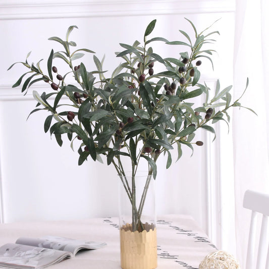 Artificial Green Leaf Olive Branch Fruit Fake Plants Wedding Home Photography Props Flower Arrangement Decoration Indoor Outdoor