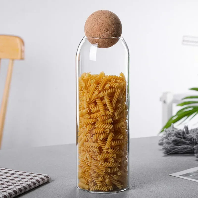 Glass Sealed Jar Kitchen Miscellaneous Grain Storage Jar Coffee Bean Transparent Glass Product Storage Jar