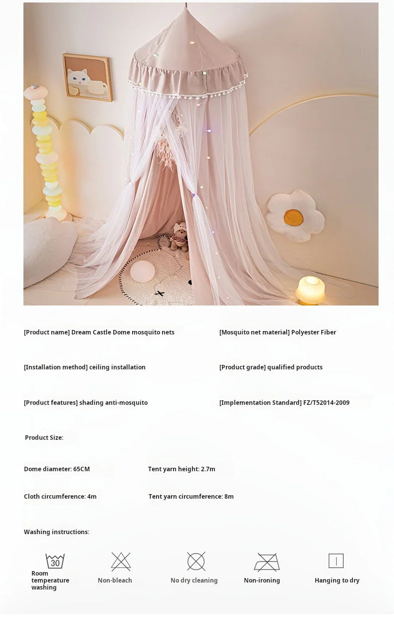 Dome bed curtain children's indoor light-proof bed curtain windproof bedside ceiling blackout double-layer mosquito net curtain