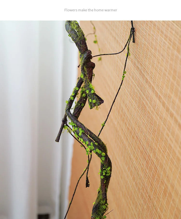 Artificial Wilted Rattan Branches with Moss Fake Ivy Plants for Wall Hanging Gardens Home Indoor Outdoor Desktop Landscaping
