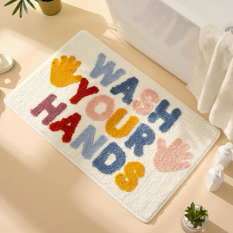 Inyahome Get Naked Bath Mat Bathroom Rugs for Bathtub Mat Cute Bath Rugs for Apartment Decor Tufted Gray and White Shower Mat