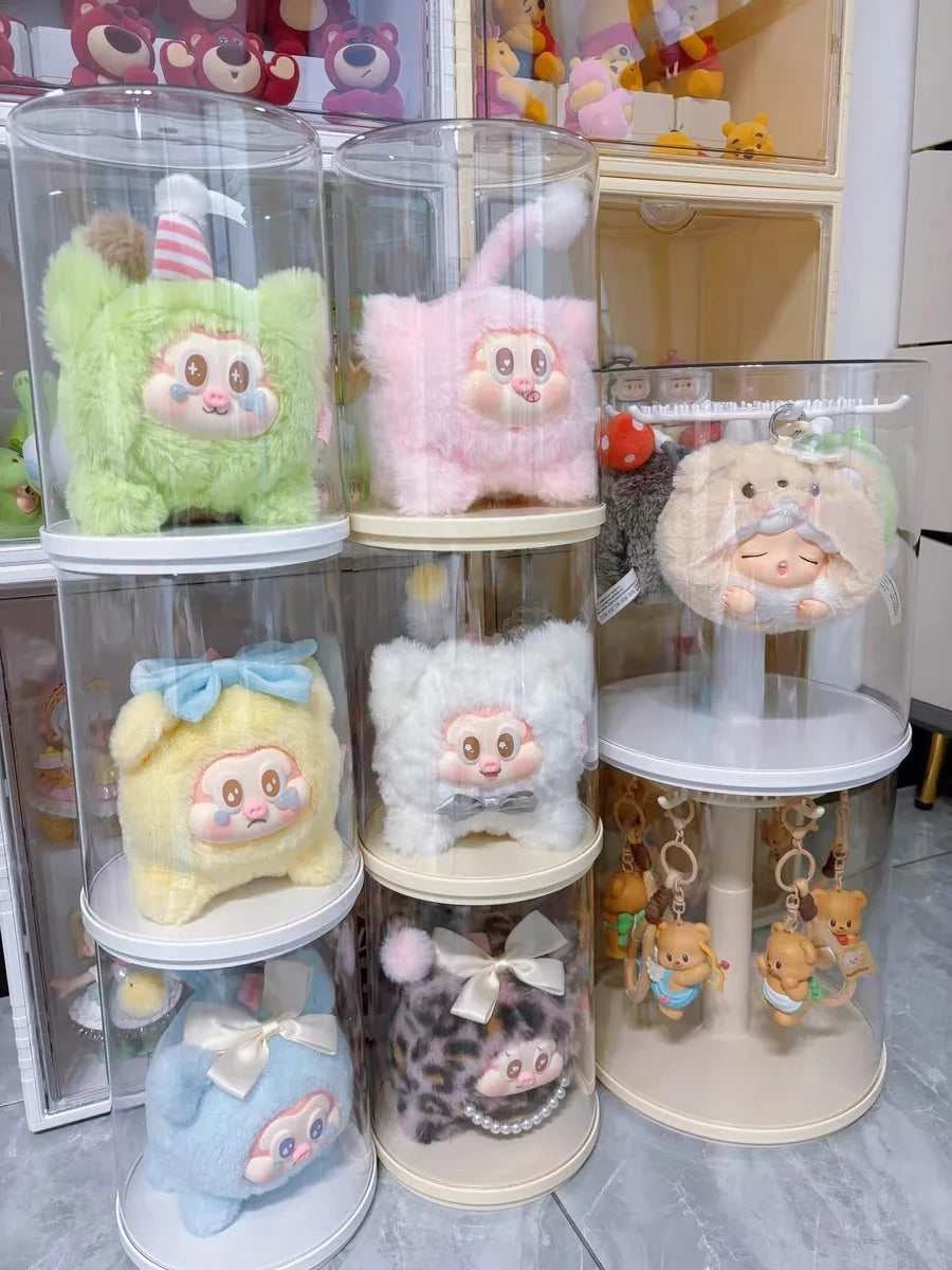 Labubu Pendant Display Box Rotating Transparent Labubu Doll  Storage Blind Box Storage Display Dustproof And Moisture-Proof