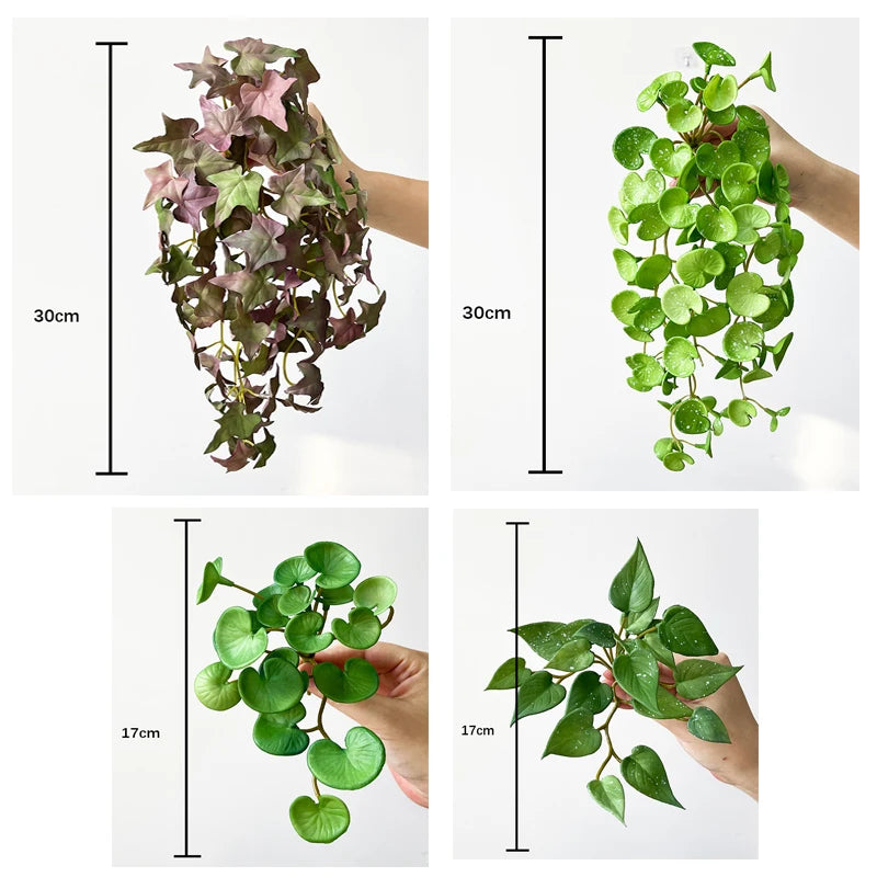 Artificial Plant Mini Bouquet Copper Coin Grass Soft Glue Fake Green Plants Wall Hanging for Home Office Garden Decoration