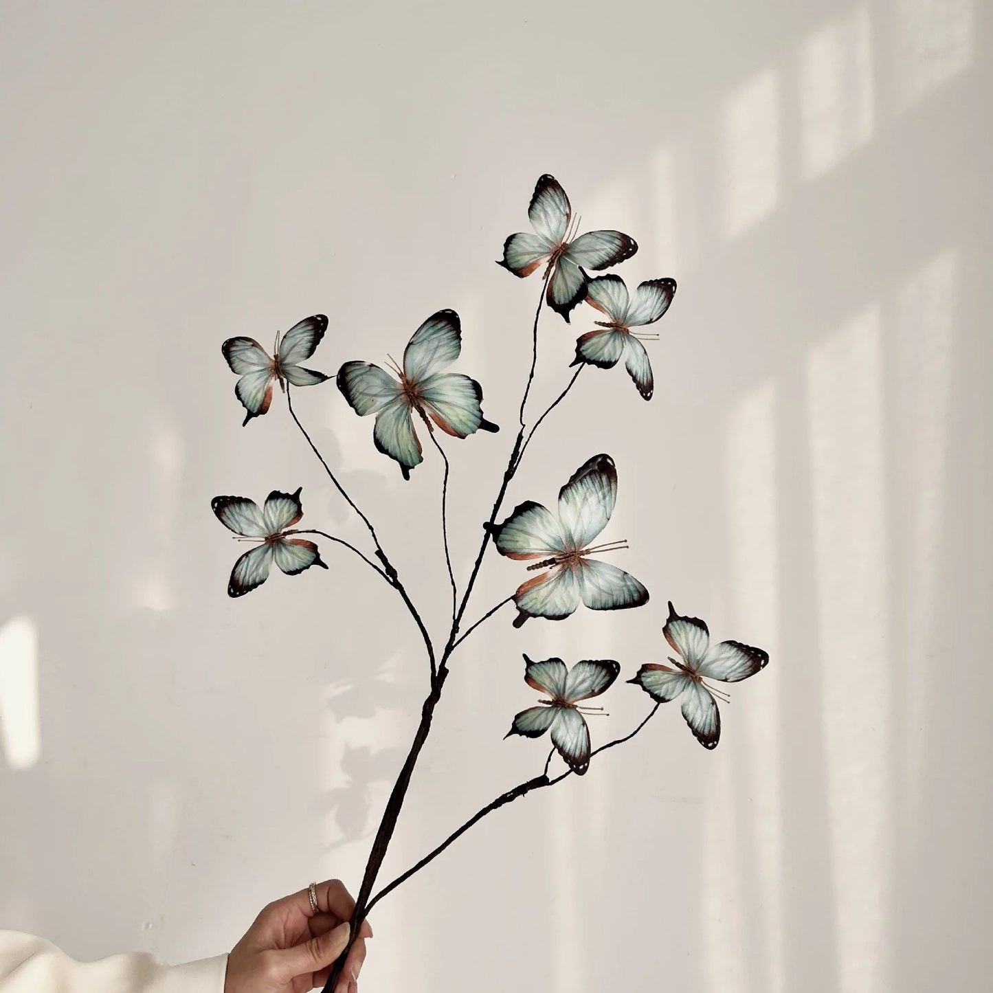 27.6 Inch Artificial Butterfly Flowers with Dried Branches Faux Floral Arrangement for Home Decor Window Display Wedding