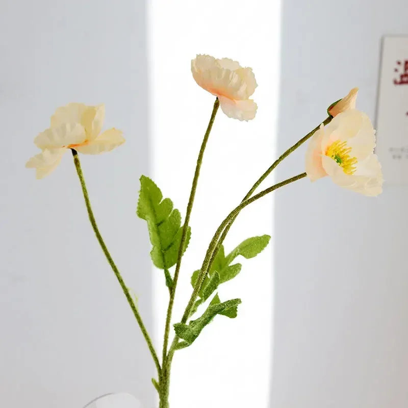 Artificial Silk Flowers Simulation Poppies Wedding Decoration Long Fake Poppy Branch Home Table Decor Ornaments Wedding Flowers