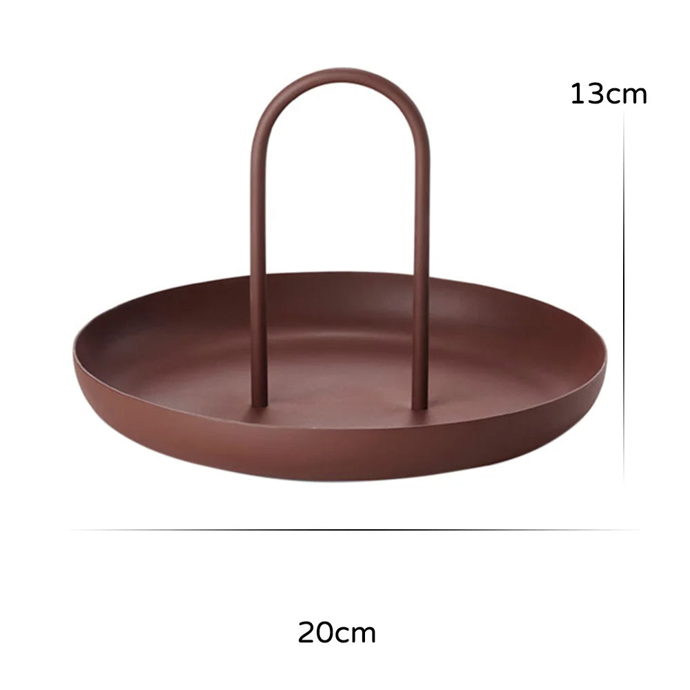 Nordic Tray Round  Portable Tray With Handle for Sundries And Small Objects Desktop Home Decor For Necklace Jewelry Storage