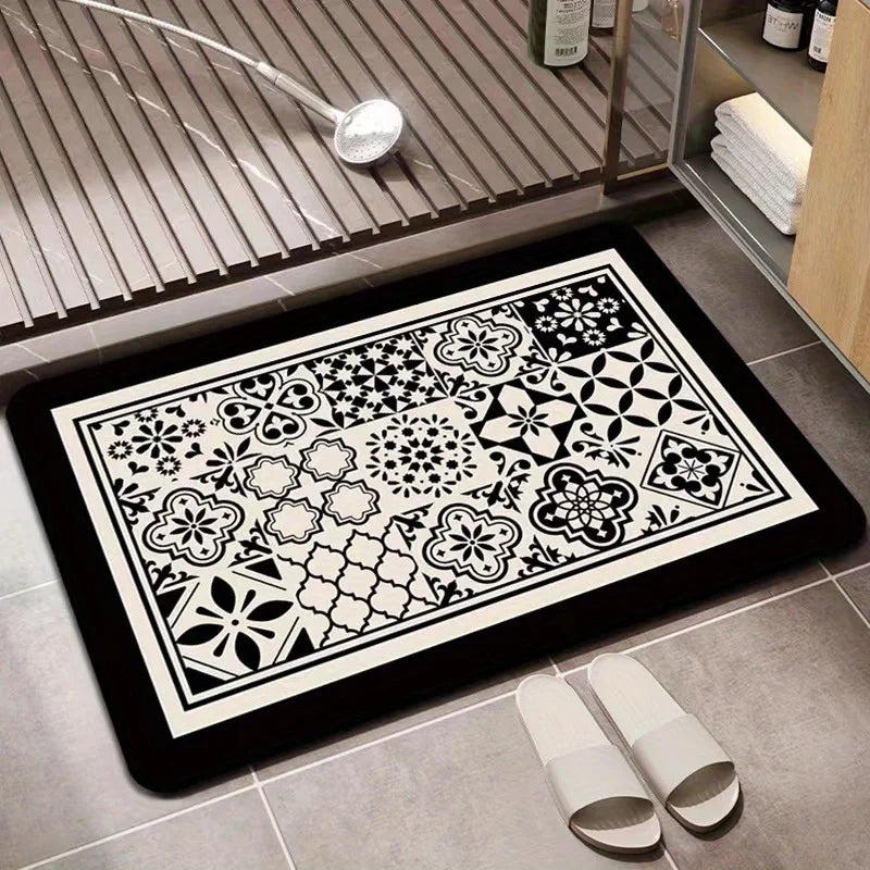 Flower Toilet Bathroom Super Absorbent Shower Floor Doormats Non Slip Entrance Rugs Diatom Mud Carpet for Home Bedroom Decor