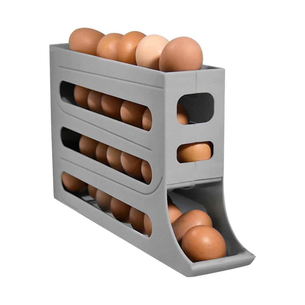 4 Layers Automatic Rolling Egg Storage Holder Fridge Eggs Storage Box Container Kitchen Organizer Refrigerator Egg Dispenser